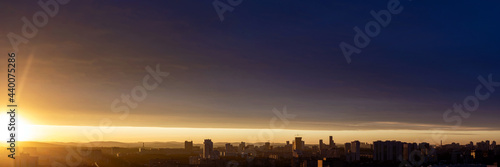 Dawn clouds over the metropolis on storm