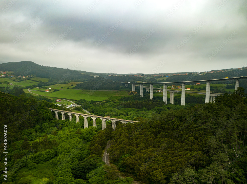 aerial view of a railway bridge in Asturias
