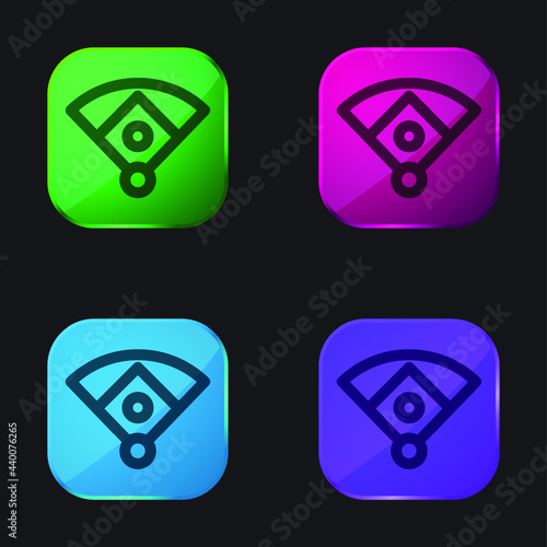 Baseball Diamond four color glass button icon
