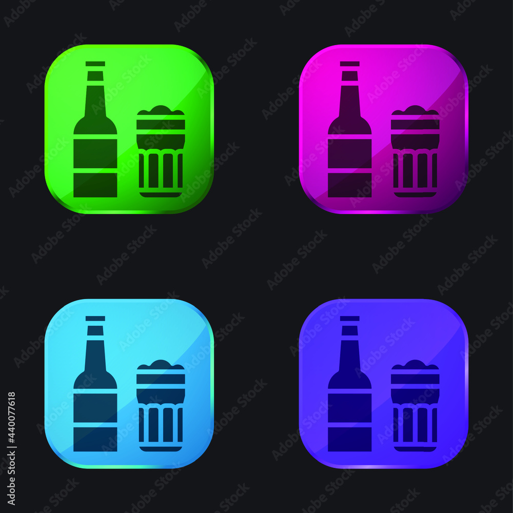 Beer four color glass button icon Beer four color glass button icon