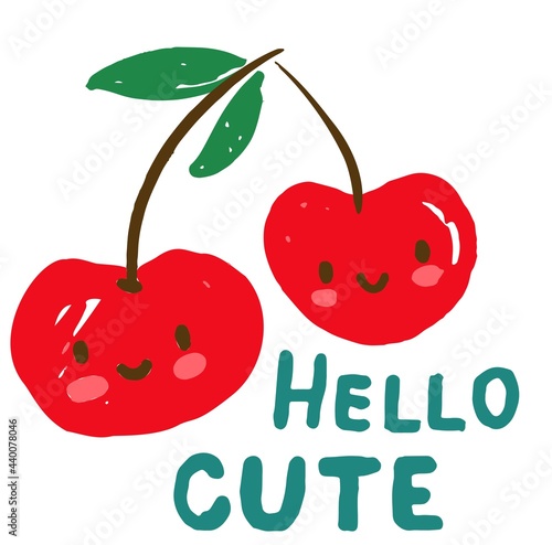 Hand drawn cute cherry vector illustration, sweet berry