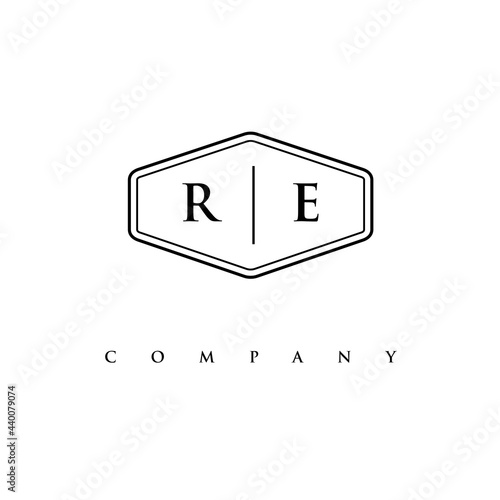 initial RE logo design vector