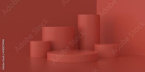 3D rendering of red geometry background © Zhang