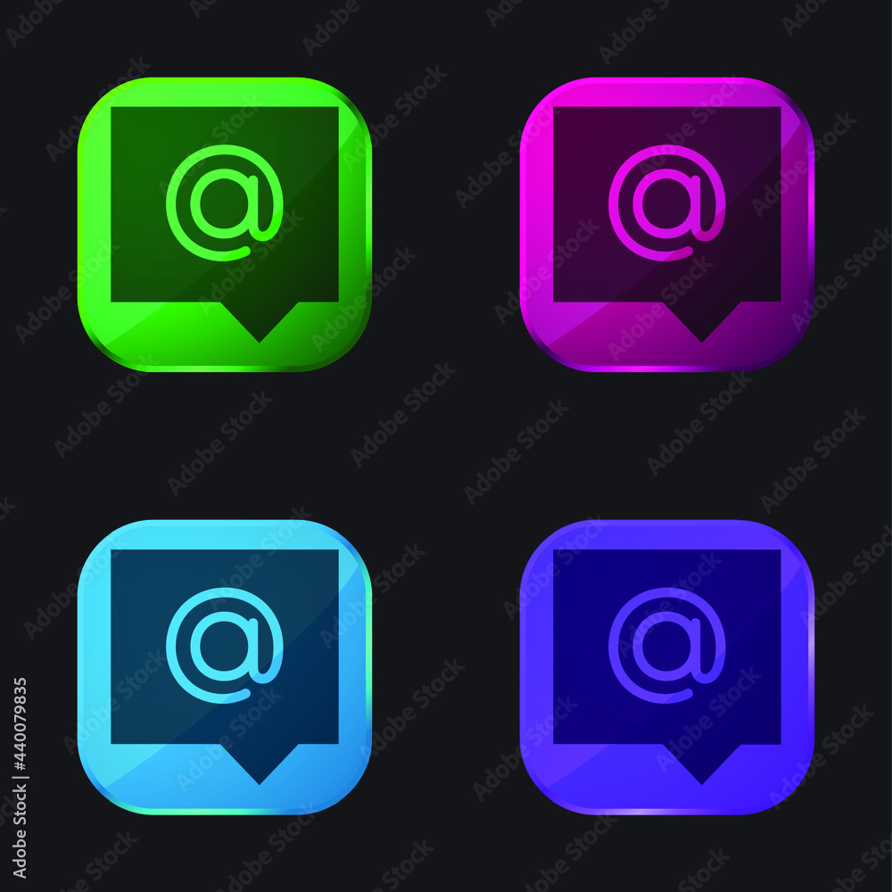 Addres Message four color glass button icon Addres Message four color glass button icon