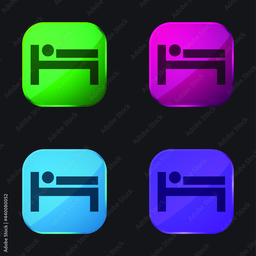 Bed Sign four color glass button icon