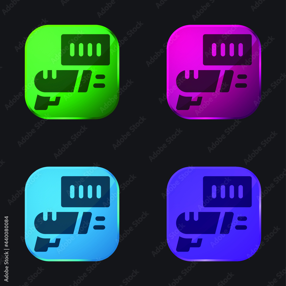 Barcode four color glass button icon Barcode four color glass button icon