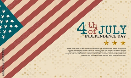 July 4th. Independence day background design in retro style. It is suitable for banner, poster, website, advertisement. Vector illustration