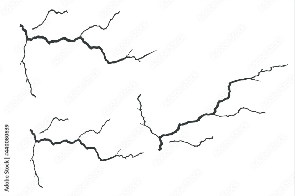 hand drawn lightning, thunder, plant roots, cracked wall. vector illustration eps.10 hand drawn lightning, thunder, plant roots, cracked wall. vector illustration eps.10