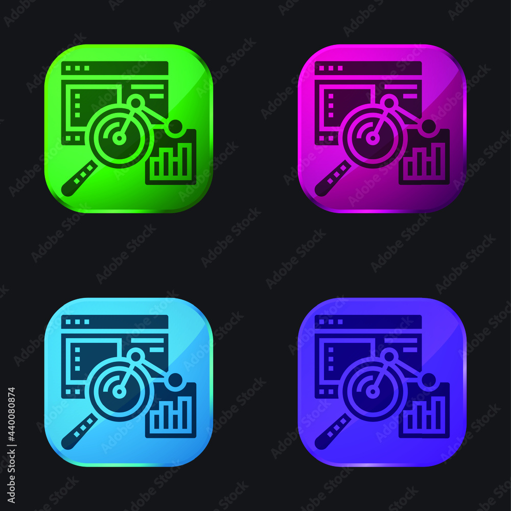 Analysis four color glass button icon Analysis four color glass button icon