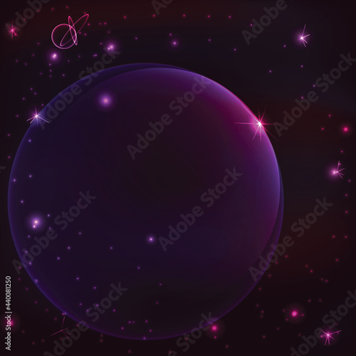 Eclipse space  with planet and shining star,vector background