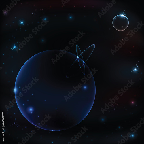 Eclipse space  with planet and shining star,vector background