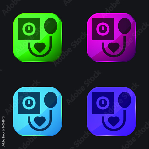 Blood Pressure four color glass button icon