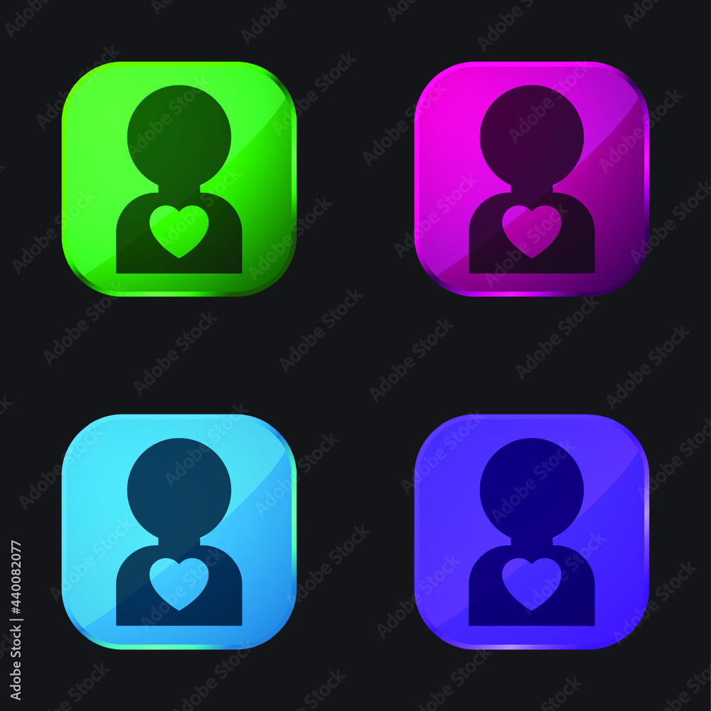 Boy four color glass button icon Boy four color glass button icon
