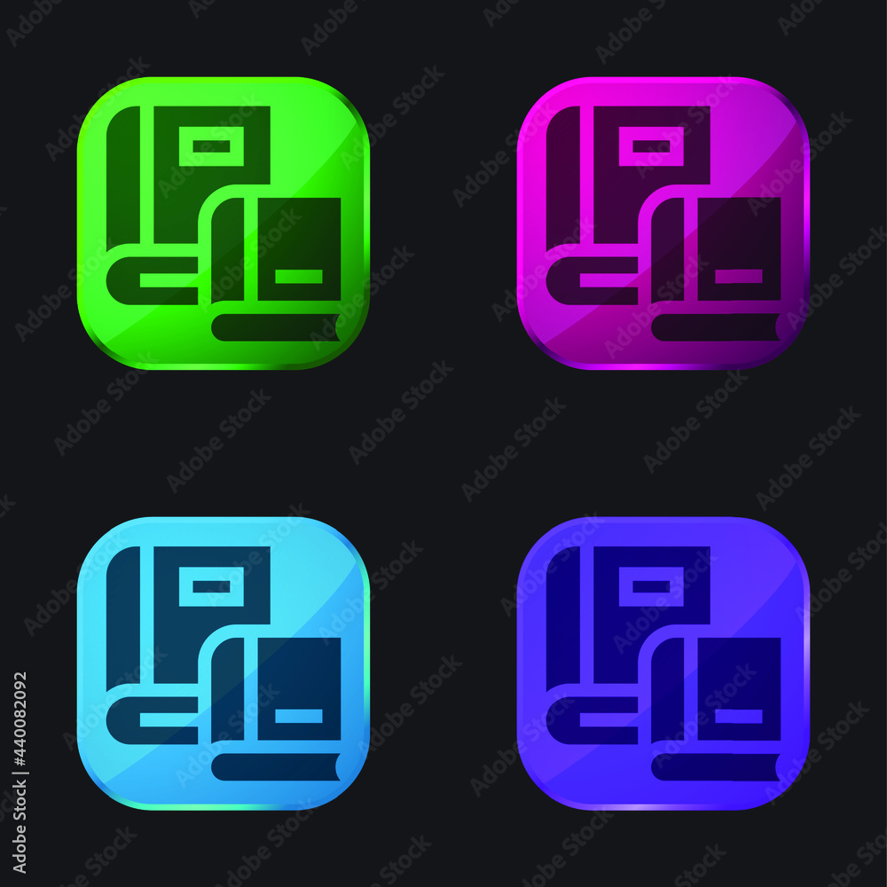 Book four color glass button icon