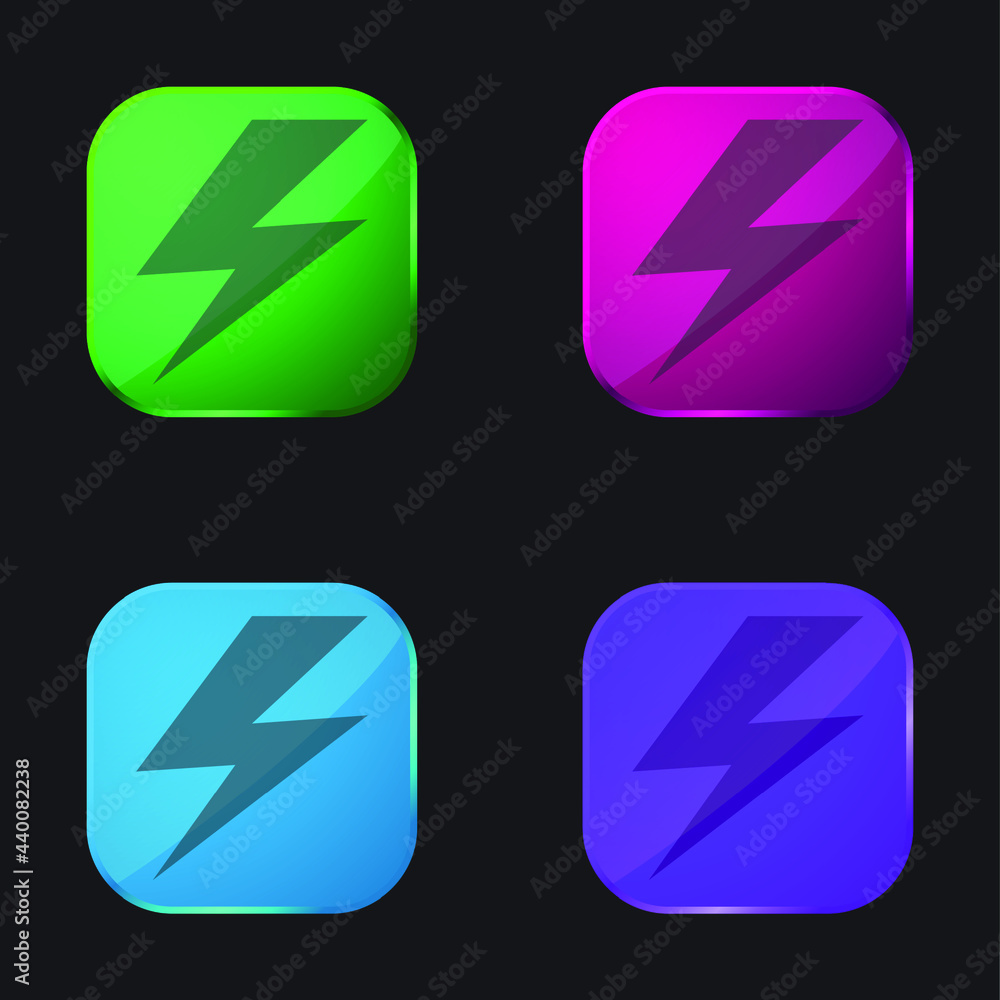 Bolt four color glass button icon Bolt four color glass button icon