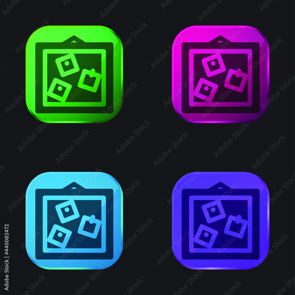 Board four color glass button icon Board four color glass button icon