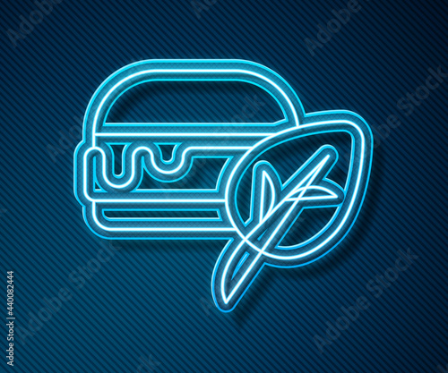 Glowing neon line Vegan food diet icon isolated Glowing neon line background. Organic, bio, eco symbol. Vegan, no meat, lactose free, healthy, fresh and nonviolent food. Vector