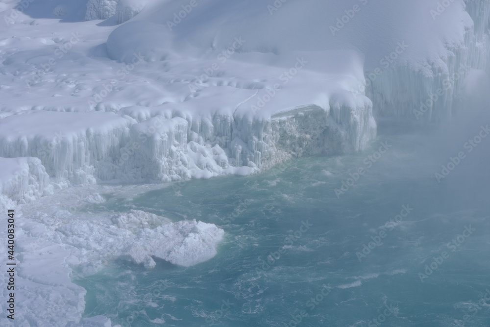 Ice buildup at the base of Niagara Falls

