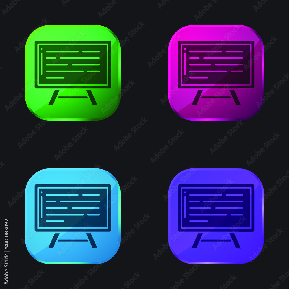 Board four color glass button icon Board four color glass button icon