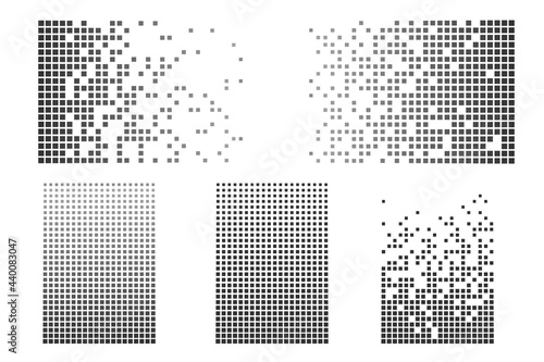 Pixel mosaic. Pixel decay illustration. Falling pixels. Abstract background.
