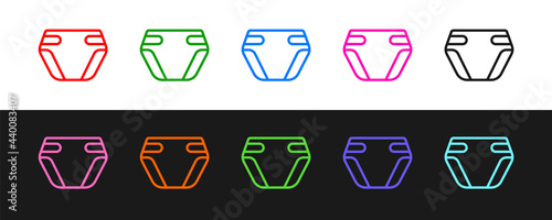 Set line Adult diaper icon isolated on black and white background. Vector