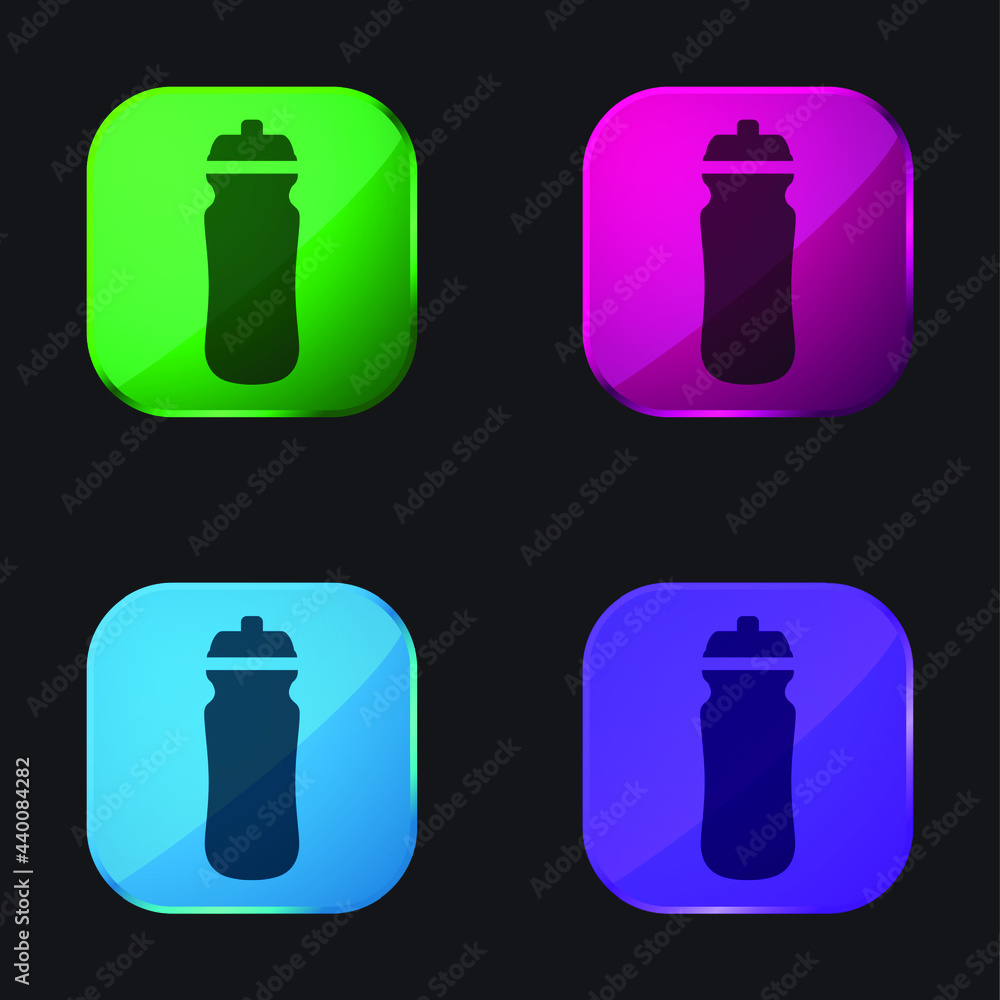 Bottle Of Water four color glass button icon Bottle Of Water four color glass button icon
