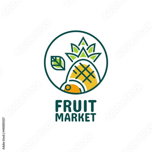 fruit pineapple orange lemon juice food logo simple concept design vector illustration