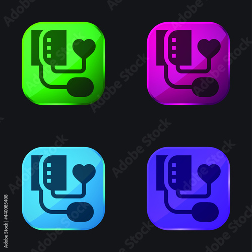Blood Pressure four color glass button icon