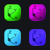 Axis four color glass button icon