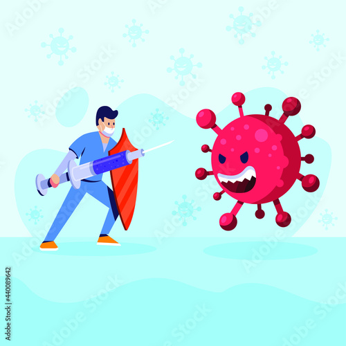 fighting to corona virus illustration concept