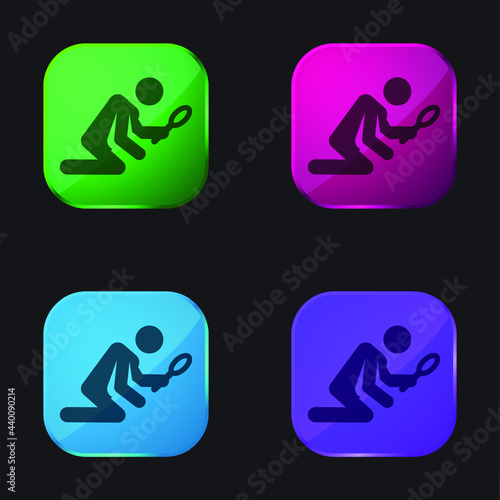 Archeologist four color glass button icon