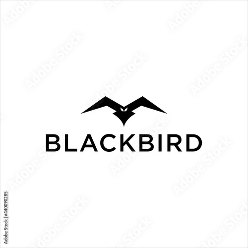 black bird flying logo and negative space wing with mountain peak shape vector