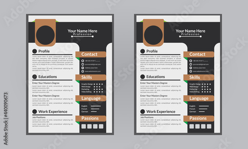 Clean modern design template of resume or CV, vector illustration, Professional Resume, CV Template Design,