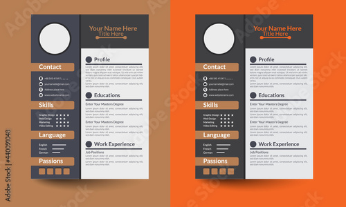 Clean modern design template of resume or CV, vector illustration, Professional Resume, CV Template Design,