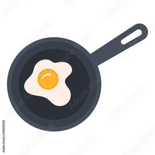 Flat icon of fried eggs in a frying pan