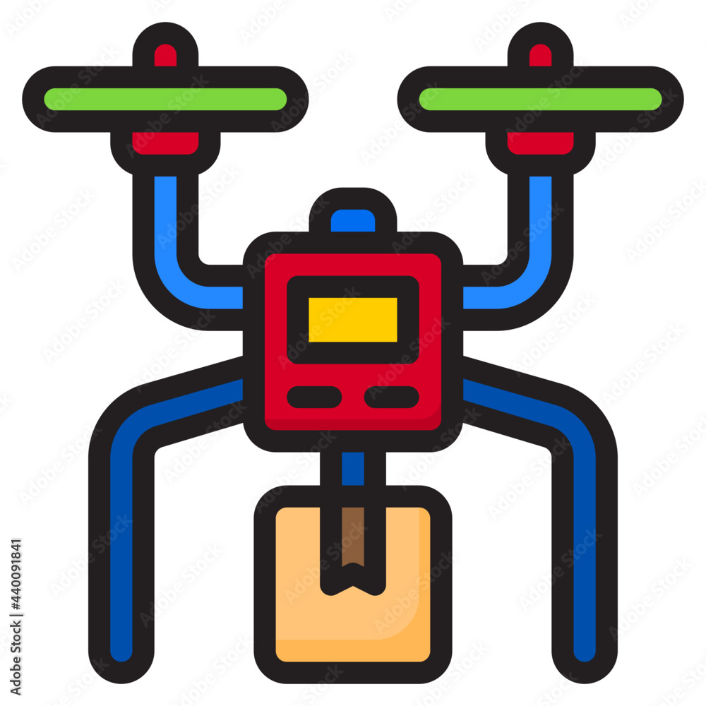 Drone delivery color line style icon Drone delivery color line style icon