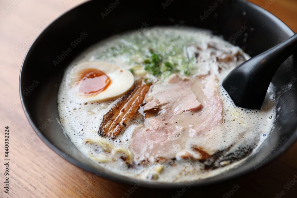 Ramen noodle with pork and egg on soup Japanese food Ramen noodle with pork and egg on soup Japanese food