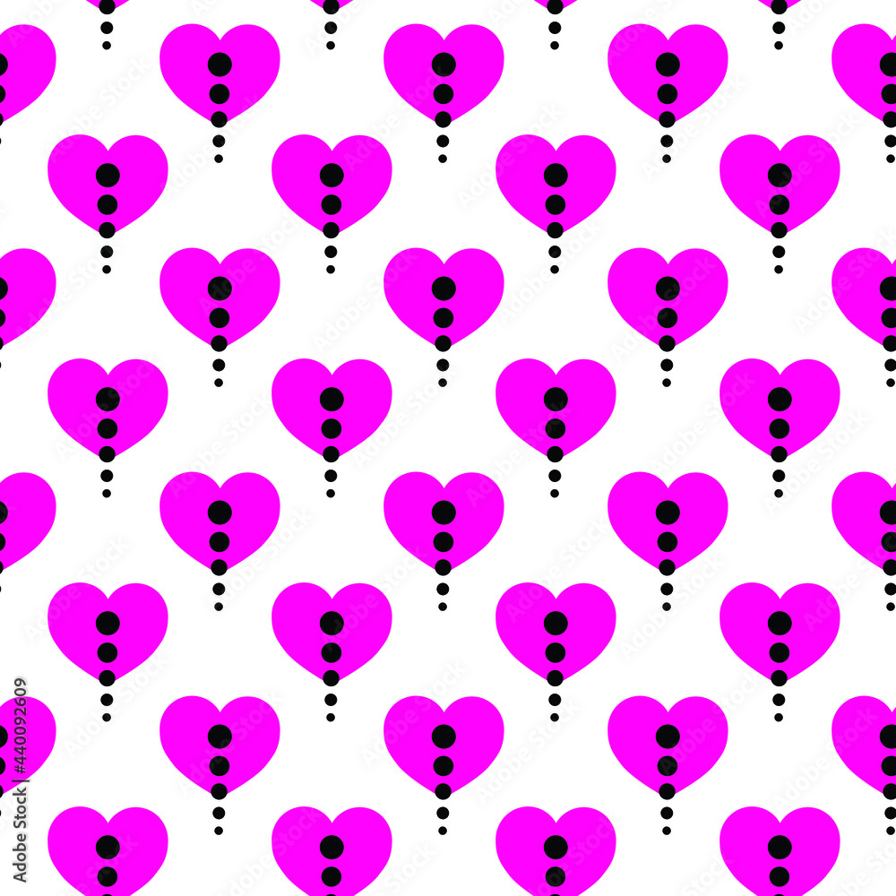 Seamless hearts with dots pattern design