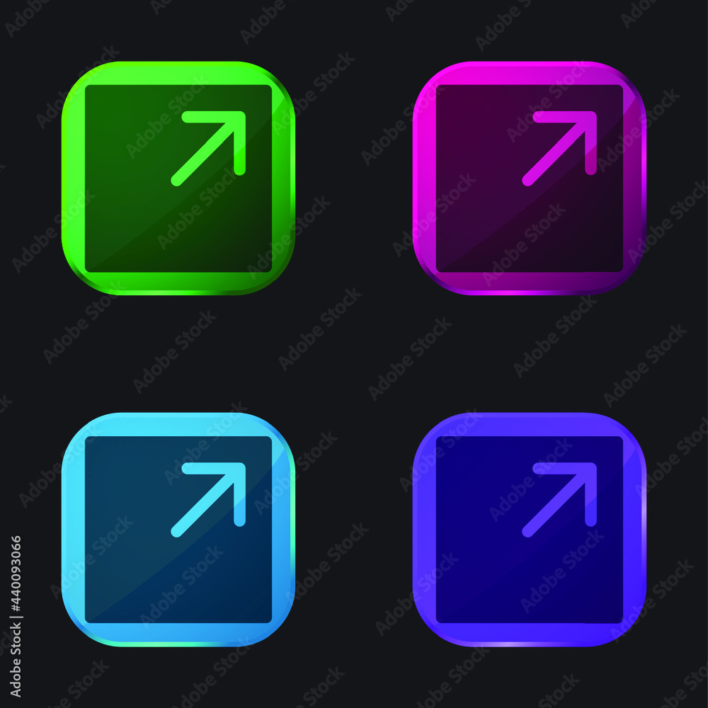 Arrow four color glass button icon Arrow four color glass button icon