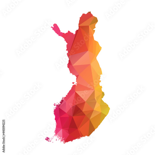 Abstract Polygon Map - Vector illustration Low Poly Color Rainbow Finland map of  isolated. Vector Illustration eps10.