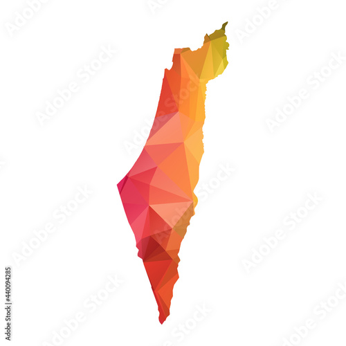 Abstract Polygon Map - Vector illustration Low Poly Color Rainbow Israel map of  isolated. Vector Illustration eps10.