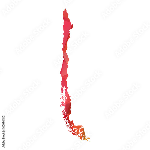 Abstract Polygon Map - Vector illustration Low Poly Color Rainbow Chile map of  isolated. Vector Illustration eps10.