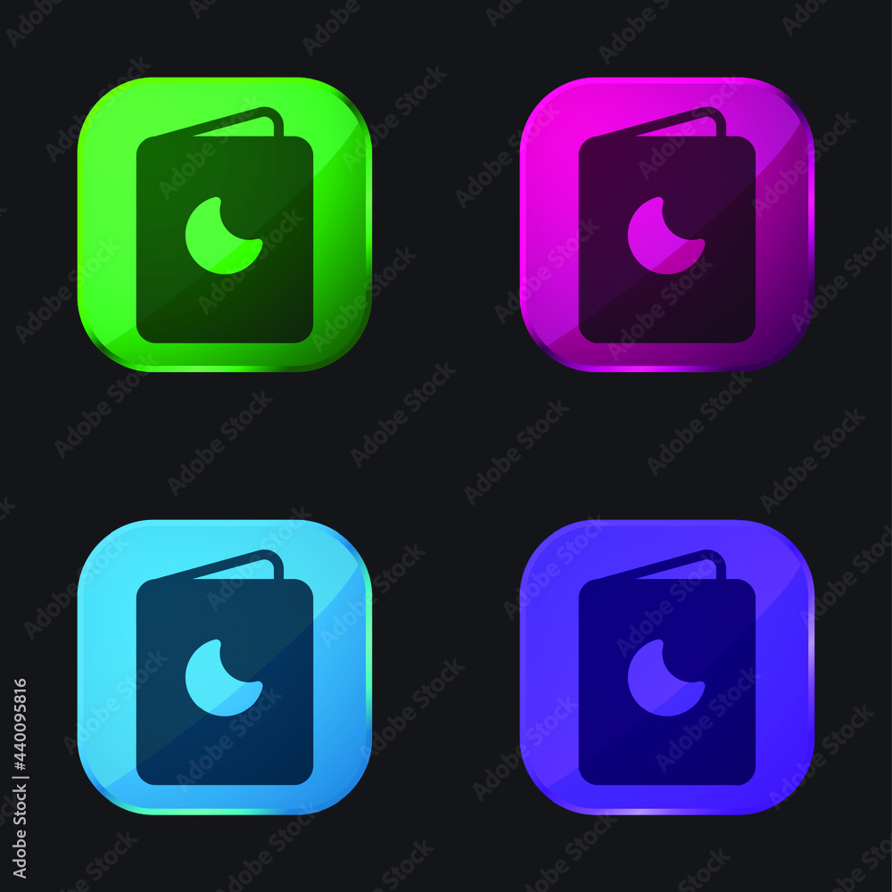 Baby Book four color glass button icon Baby Book four color glass button icon