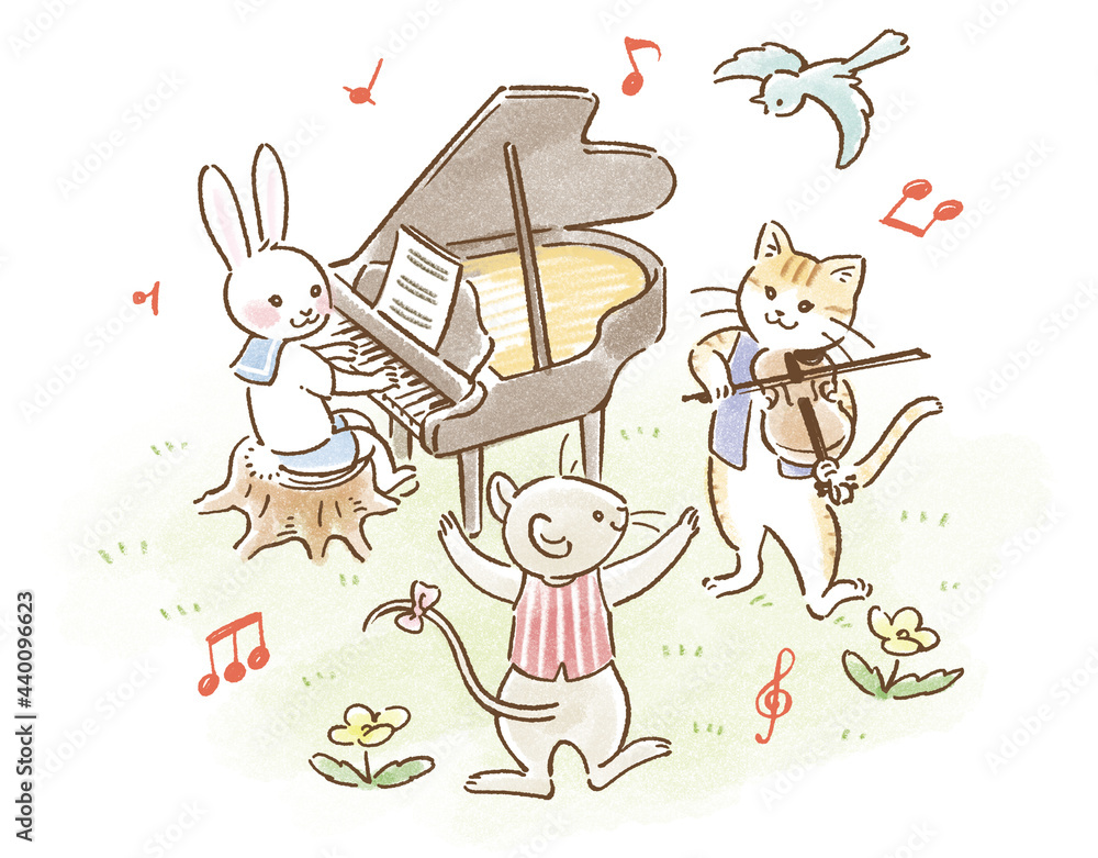 原画】『共鳴する森の音』ウサギの絵 オルガン 【公式通販】