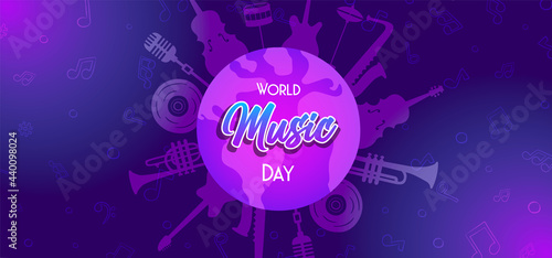 World Music Day musical instrument planet banner