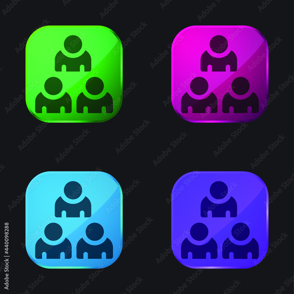 Audience four color glass button icon Audience four color glass button icon
