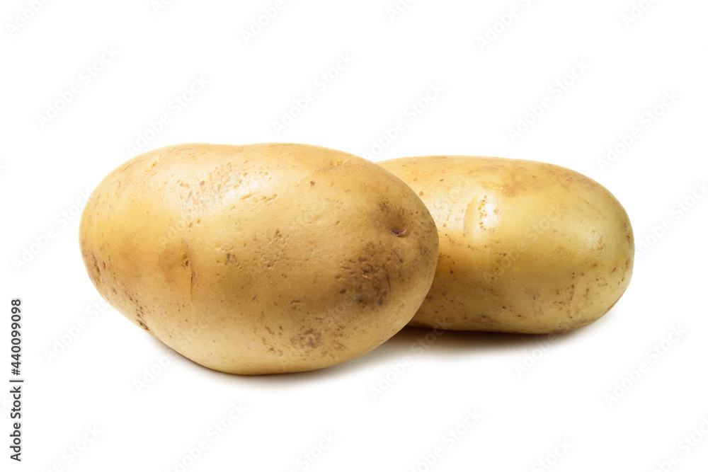 Raw Harvest potatoes isolated on white background Raw Harvest potatoes isolated on white background