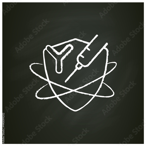 Immunoglobulin therapy chalk icon. Health injections. Immunology concept. Body defence system. Health, immunity, disease prevention. Isolated vector illustration on chalkboard
