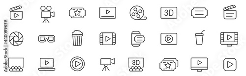 Fotografia Cinema icons set. Movie simple line icons vector
