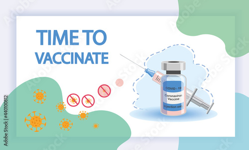 Vaccination concept. Immunization campaign. Vaccination against the vaccine. Health care and security. Syringe and vaccine vial.